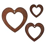 EXTRAVAGANT® 3 er Set Herzen Hänger Gartendeko Wohnungsdeko Metall Stahl Rost Edelrost wetterfest für Garten Wohnung Love Geschenk Muttertag Freundin Verlobung Valentinstag Geburtstag