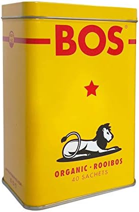BOS Organic Rooibos Red Tea Collectible Tin 40 Tea Bags | USDA Organic, Caffeine free & Rainforest Alliance Certified Herbal Tagless Teabags
