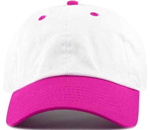 MIRMARU Two Tone 100% Cotton Stonewashed Cap Adjustable Hat Low Profile Baseball Cap.(Hot Pink)