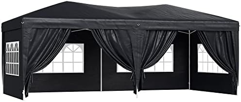 Outsunny 2 x 2 m Garden Pop Up Gazebo, Wedding Party Tent Marquee, Water Resistant Awning Canopy With Sidewalls, Windows, Carry Bag, Blue