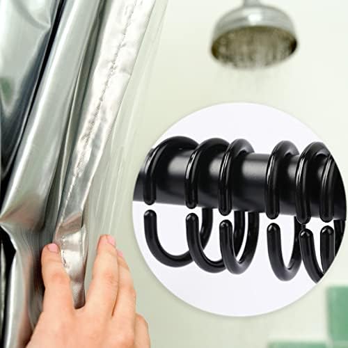SZXMDKH 36PCS Shower Curtain Rings, Black C-Shaped Shower Curtain Hooks Bath Curtain Loop Clips Shower Rail Rings for Bathroom Curtain Rod