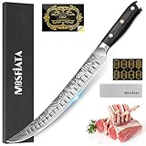 MOSFiATA Cuchillo Deshuesador Cuchillo Jamonero Profesional, Hoja Flexible y Alveolada de Acero Inoxidable Alemán Forjado 270 mm, Mango Ergonómico de Madera