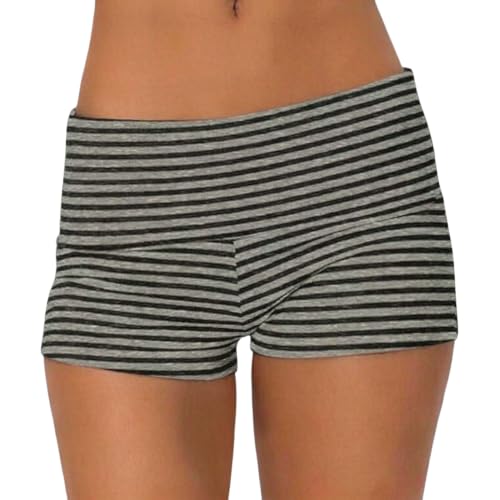 Image of Women Fold Over Mini Shorts Y2K Lounge Pajama Bottoms Low Rise Booty Shorts