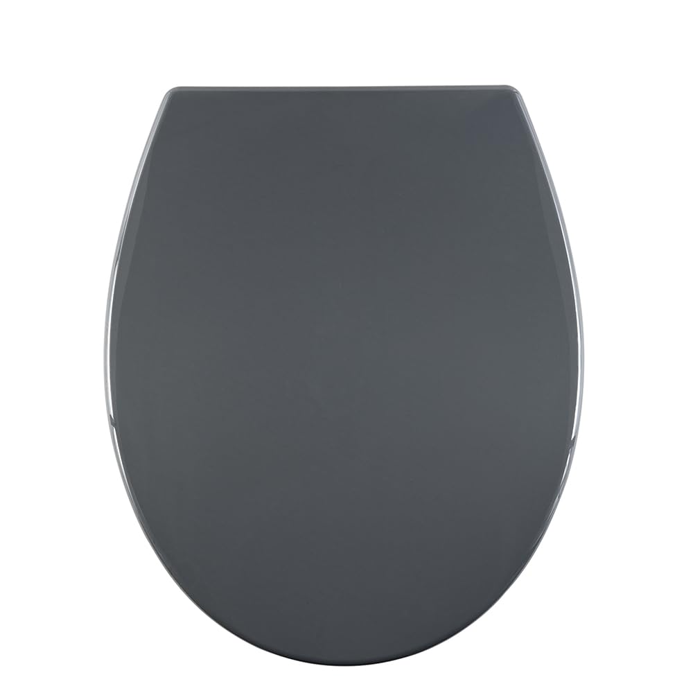 AQUALONA® Premium Thermoplastic Toilet Seat Soft Close Hardwearing Seat with One Button Hinge Release Oval Shaped Easy to Clean Simple Installation Top and Bottom Fittings (Grey - Oval Shaped)