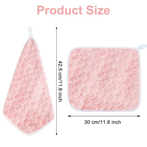 BOJVESH 6Pcs Hanging Hand Dry Towels, Square Microfiber Hand Towels with Hanging Loop - Image 2