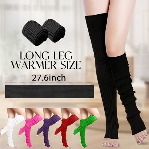 Buauty 80s 90s Leg Warmers for Women, Neon Ribbed Leg Socks, Stylish Accessories for Inspired Outfits for Yoga,Running,Hiking