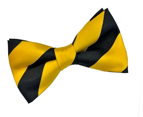 Great British Tie Club Yellow, Black St David's Flag Wales Cymru Yellow & Black Striped Bow Tie