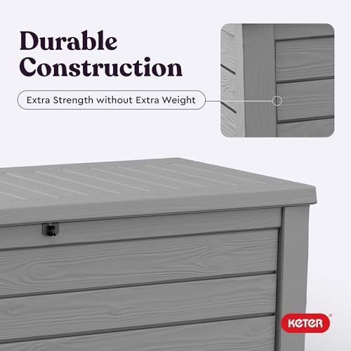 Keter Westwood 150 Gallon Resin Large Outdoor Storage Box for Patio Furniture, Outdoor Cushions, Garden Tools and Pool Floats, Light Grey by Keter - Image 8