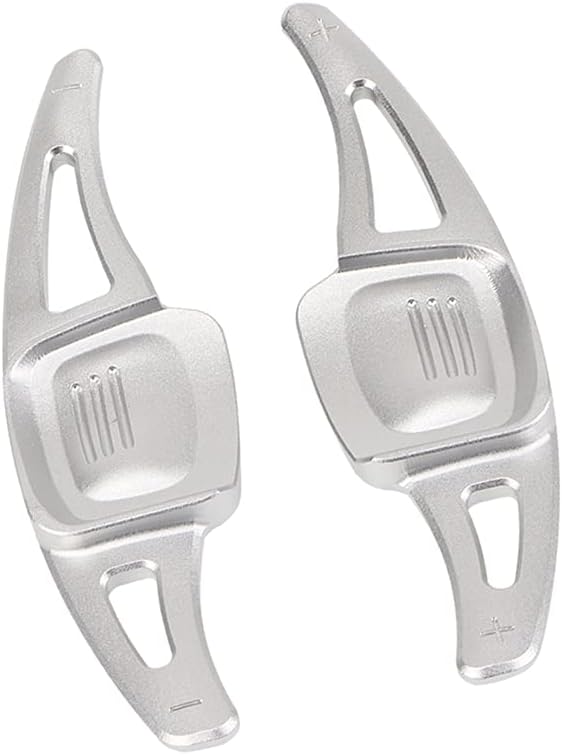 SANRILY Silver Steering Wheel Shift Paddle Shifter Extension fit for Volkswagen CC Tiguan L C-Trek Teramont Phideon fit for VW Replacement Kit CNC Billet Aluminum Sport Shift Paddles Shifters
