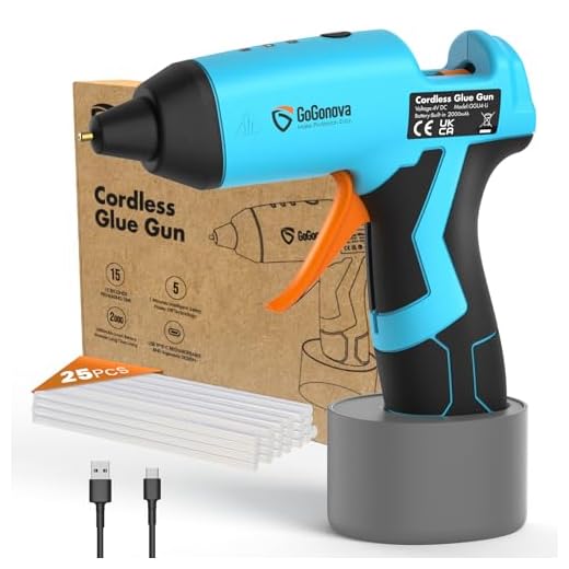Cordless Hot Glue Gun, GoGonova 15s Fast Preheating Glue Gun, 5Ah Built-in Battery Hot Melt Glue Gun, Smart Power-Off, Kit with 25 Pcs Premium Mini Glue Sticks and USB-C Charging Port