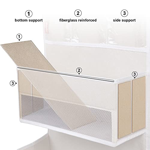 Univivi 6-Shelf Over Door Hanging Organizer Fabric Door Storage with 5 Large Pockets and 3 Small PVC Pockets Wall Mount Hanging Storage Organizers (Beige)…