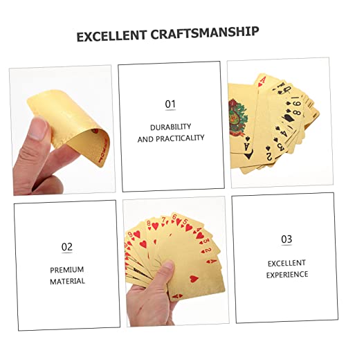 Abaodam 3stücke Goldene Pokerkarten Wasserdichtes Kartenspiel Für Partys Langlebig Für Bridge Poker Und Mehr Für Gesellige Zusammenkünfte Und Unterhaltung – Bild 3