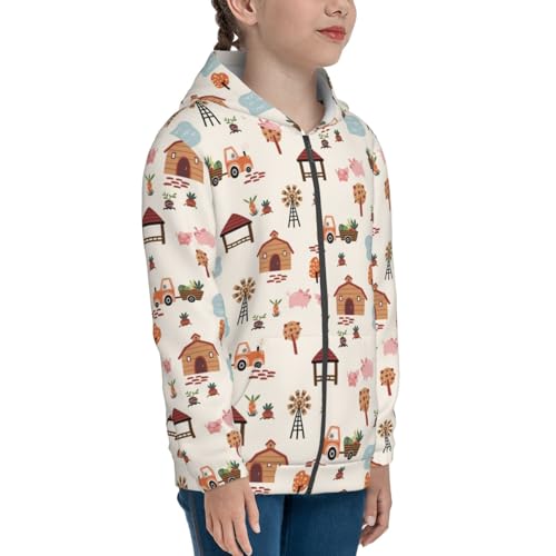 Cartoon Village Map Kid Hoodies Boys Zip Up Sweatshirts Girls Pullover with Pocket4