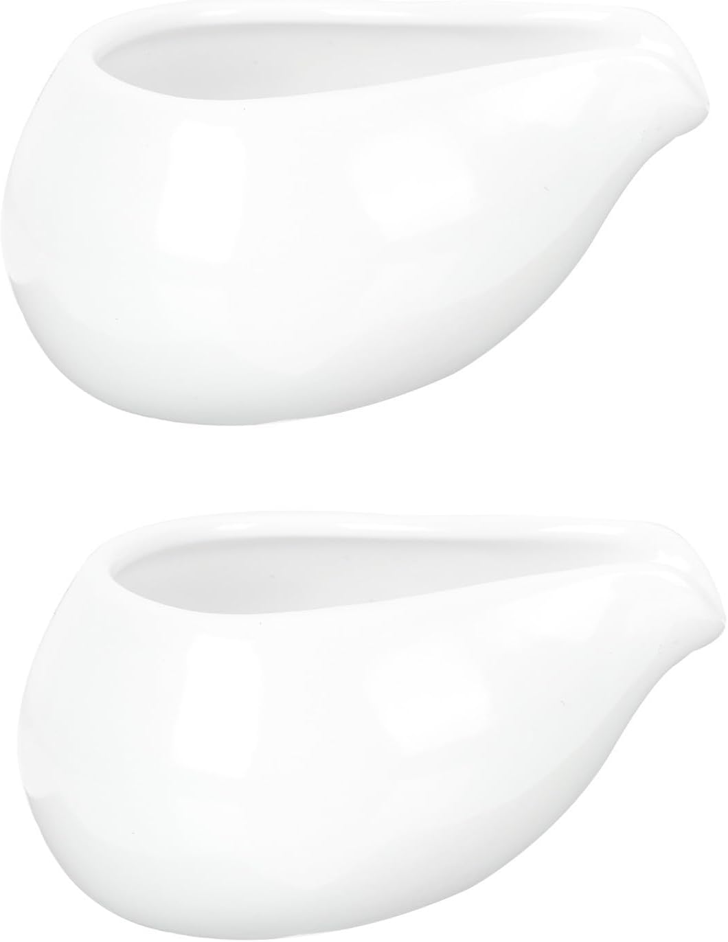 2pcs White Ceramic Sauce Pitcher with Unique Spout for Gravy