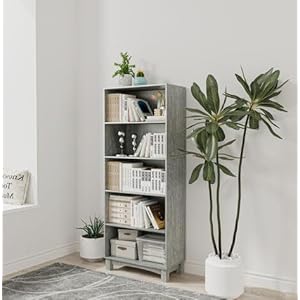 URBNLIVING 5/6 Tier Wooden Shelf Bookcase Shelving Unit for Storage and Display, Ideal for Home or Office Organization, Stylish & Durable Wooden Stand with Multiple Shelves for Books, Décor