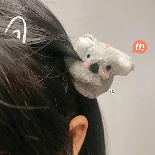 Image of Cute Plush Koala Hair Clip, Soft Animal Hair Barrette for Women & Girls, Kawaii Hairpin for Party, Wedding, Cosplay, Daily Wear, Grey| Hair Accessories|1 Piece Hairpin