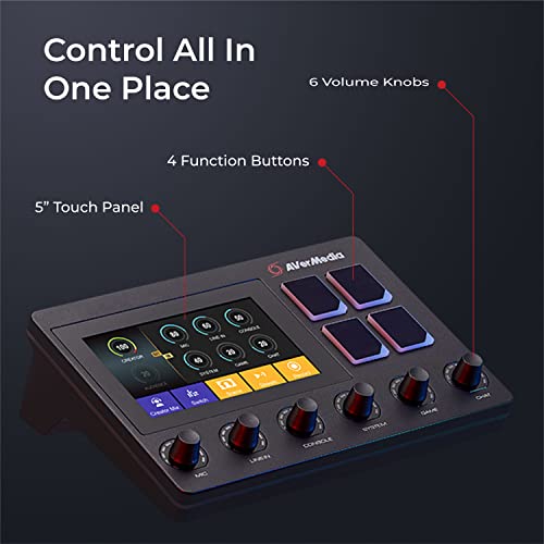 Avermedia Live Streamer Ax310 - Creator Control Center, 6 Track Audio Mixer With Ips Touch Panel, Trigger Actions On Obs, Streamlabs, Spotify, Vtube, Twitch, ​Youtube, And More #TOP3