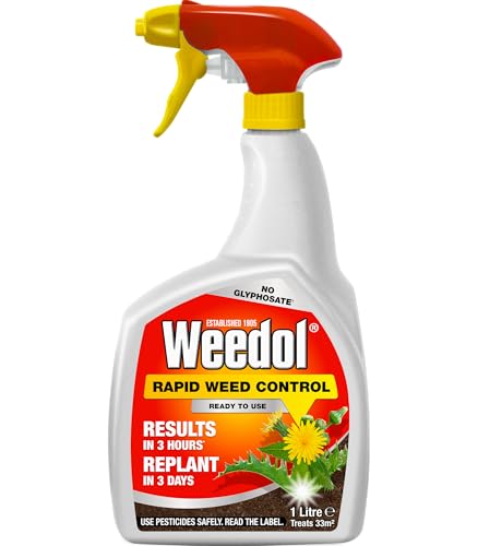 Weedol Rapid Weed Control Ready to Use 1L – Fast-Acting Weed Killer for Lawns, Patios, Driveways, Eliminates Tough Weeds Including Dandelions & Thistles, No Glyphosate, Easy Spray Application
