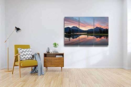 South Sister And Broken Top At Sunset From Sparks Lake, Oregon Print On Canvas Wall Artwork Modern Photography Home Decor Unique Pattern Stretched And Framed 3 Piece #TOP1