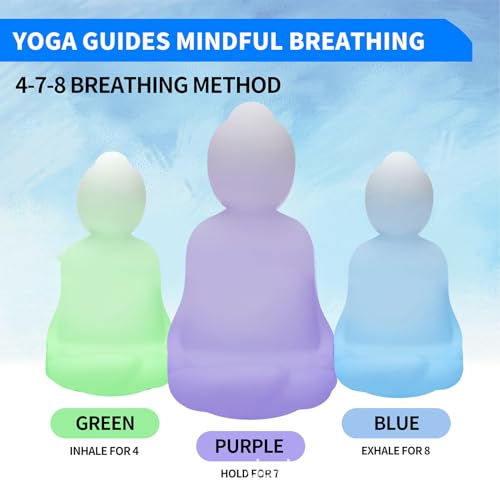Breathing Yoga 4-7-8 Guided Visual Meditation Tool for Mindfulness, Buddha Statue Rechargeable Breathing Light with 3 Color Mode, Calm Your Mind for Stress & Anxiety Relief, Mindfulness Gifts - Image 3