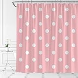 AYDSMYD Polka Dot Shower Curtain Pink White Geometric Polka Dot Cute Girl Modern Home Fabric Bathroom Curtains Decor Set Include Hooks,70' WX70 H