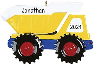 Personalized Dump Truck Christmas Tree Ornament 2019 - Yellow Mighty Back Hoe Toy
