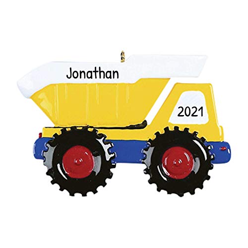 Personalized Dump Truck Christmas Tree Ornament 2019 - Yellow Mighty Back Hoe Toy