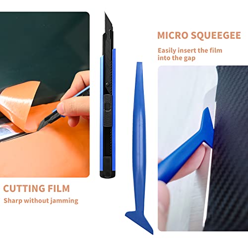 Image of Gomake Vehicle Vinyl Wrap Window Tint Film Tool Kit Include 4 Inch Felt Squeegee, Retractable 9mm Utility Knife and Blades, Zippy Vinyl Cutter and Mini Go Corner Squeegee for Car Wrapping