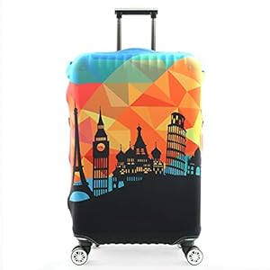 Mateju Koffer Cover 18-32 Inch Bagage Covers Beschermers, Trolley Case Beschermhoes Wasbaar Anti-Kras Elastische Reizen Illusie 3D Koffer Protector, Scheve toren, M