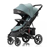 Daliya® Rapidy Buggy Kinderwagen 0-36 Monate Sportwagen mit Liegeposition Wickeltasche, Winterfußsack, Ess- & Spieltisch und mehr (Grün - Schwarz)