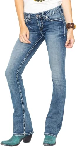 Women's Vintage Washed Mid-Rise Slims Stretch Curvy Bootcut Jeans Denim Embroidery Jeans2