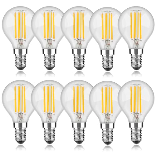 OUKAJO E14 Dimmable LED Light Bulb,SES Small Edision Screw Golf Ball Bulb,4W Warm White 2700K 400lm,10 Count (Pack of 1)