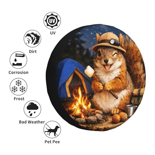 Image of Squirrel Spare Tire Cover - Funny Wheel Protectors Waterproof Universal Wheel Cover for SUV Rv Travel Trailer Camper Truck 16 Inch