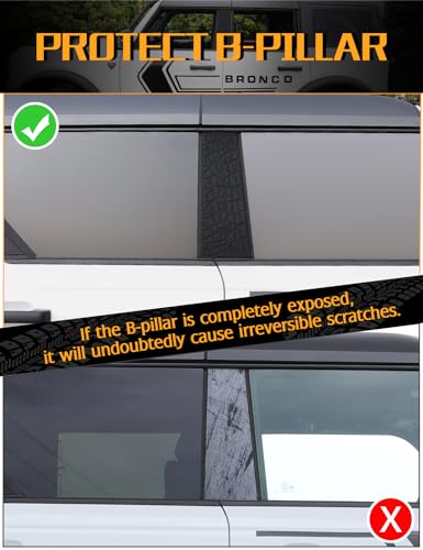 JROAD Bronco B Pillar Trim Cover Anti-Scratch Molding Covers Stickers Outer Rear Window Center Pillar Panel Cover Decals Compatible with Ford Bronco Decorative Exterior Accessories 4-Door,Carbon Fiber — view 2