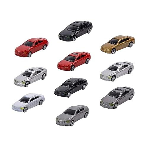 PINFANSHIJIE Mini-Modellautos, 10 Stück, bemaltes Mini-Modellauto im Maßstab 1:87, Parklandschaft, Straßenlayout, Sandtischfahrzeug / 500