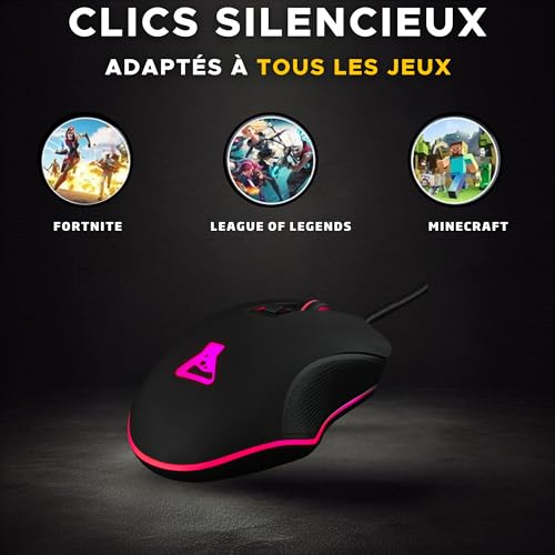 The G-Lab - Kult Helium Souris Gamer Filaire USB - Capteur Optique 800 à 6400 DPI, Rétroéclairage LED 7 Couleurs, 6 Boutons - Souris Gaming Confortable et Légère - Compatible PC PS4 Xbox One PS5 – Image 5