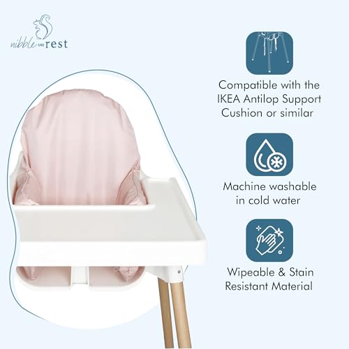 Image of Nibble and Rest Highchair Cushion Cover, Compatible with IKEA Antilop Highchair, Stain-Proof, and Wipeable (Cushion NOT Included) (Dusty Pink)
