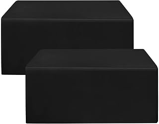 HolidayIdeas Black Fitted Tablecloths 72x30 Inch 2-Pack for 6ft Tables - Wrinkle-Resistant Polyester Covers for Weddings, Trade Shows, Parties
