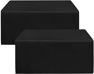 HolidayIdeas Fitted Black Tablecloths - 72 x 30 Inch - 2 Pack Rectangle Table Clothes for 6 Foot Tables, Polyester Fabric Table Cover for Trade Show, Craft Show, Parties, Birthday, Wedding