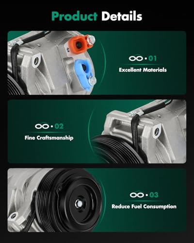 Image of SCITOO AC Compressor fit for Cadillac CTS 2.8L 2005-2007 | Fast Cooling, Ultra Low Noise (≤72 dB)Air Conditioner Compressor with Clutch, Easy Installation, 19130460 25742899