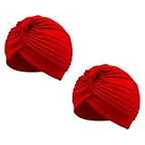 Wildarms Turbantes Plisados Unisex, Pack de 2, Gorro Árabe/Indio para Carnaval, Fiesta, Disfraces y Festivales (Rojo)