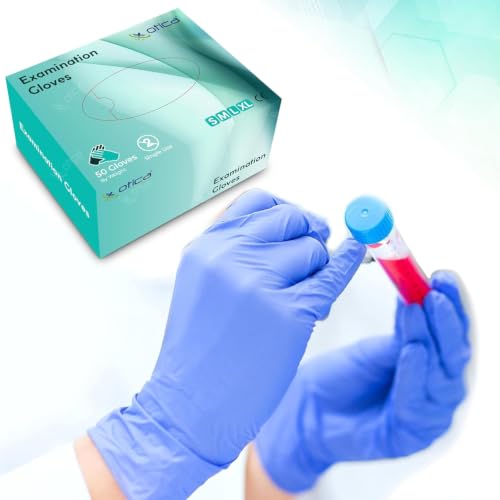 Image of OTICA Mackintosh Waterproof Rubber Bed Sheet (2 Meter) with Nitrile Blue Exam Hand Gloves 50 pcs (Large) - Reusable Bed Protector Mat for Hospital & Home Use, Medical Examination Gloves