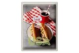 Lacado mate Cartel de chapa de 40 x 30 cm con diseño de restaurante 2 perros calientes con cola. DekoNo7