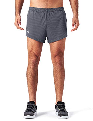 NAVISKIN Pantalones Cortos de Atletismo para Hombre Shorts Deportivos de Correr Fitness Secado Rápido Ligero Súper Transpirables Elásticos Elementos Reflectantes (Gris, M) Cover