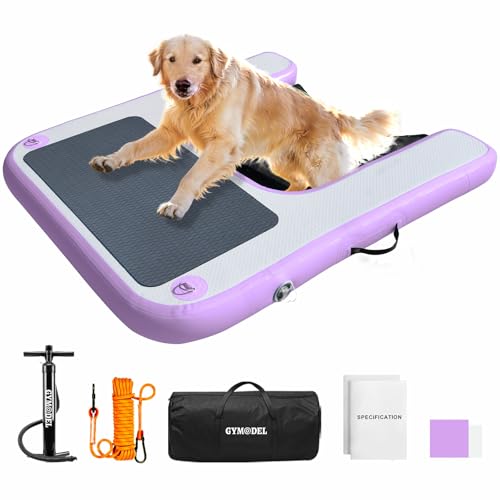Gymodel Inflatable Dog Water Ramp, Non-Slip Floating Dock Ladder for Pools, Boats & Lakes, Pool Ramp for Dogs Up to 200 Pounds, Purple