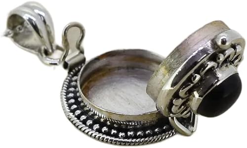 Black onyx pendant, 925 sterling silver, perfume box pendant, poison box pendant, handmade pendant, small poison pendant, latest fashion for her, locket box pendant, pillbox pendant, wedding gifts