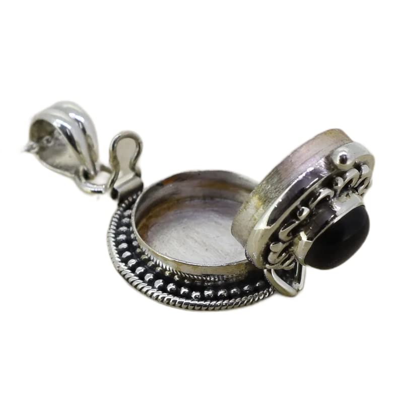 Black onyx pendant, 925 sterling silver, perfume