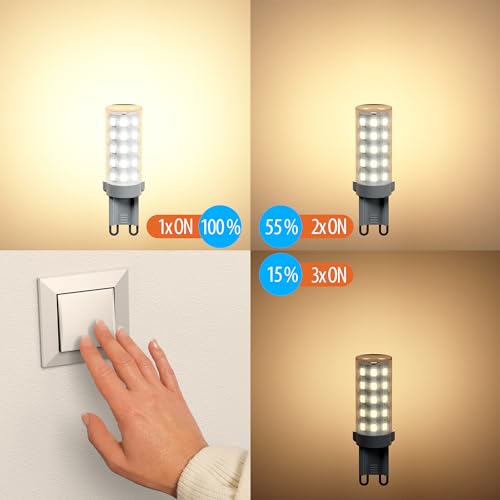 ledscom.de 4 Pieces G9 LED Bulbs, Warm White (2800 K), 3.5 W, 485lm, 3-Step dimmer - Image 3