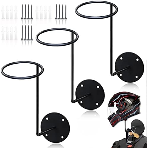 HAINANSTRY Motorcycle Accessories, 3 Pack Helmet Hanger Helmet Holder Rack Wall Mounted Hook for Coats, Hats, Caps
