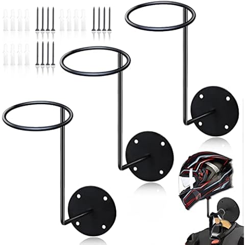 HAINANSTRY Motorcycle Accessories, 3 Pack Helmet Hanger Helmet Holder Rack Wall Mounted Hook for Coats, Hats, Caps Cover